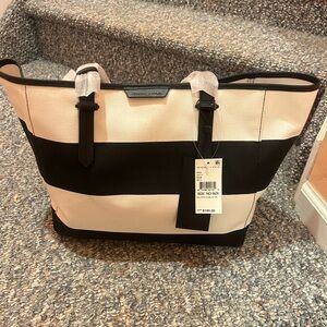 Kendall & Kylie Black and Cream Striped Tote